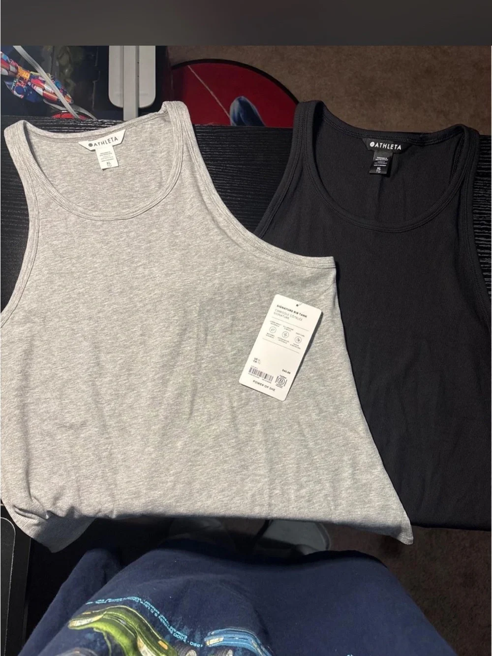 Athleta NWT Bundle of 2 Signature Rib Tank - Light Gray & Black